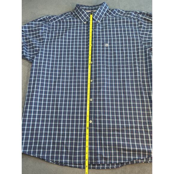 Ariat Pro Series Fitted Stretch Button Down Shirt Mens Blue Plaid XL Western - Picture 7 of 9